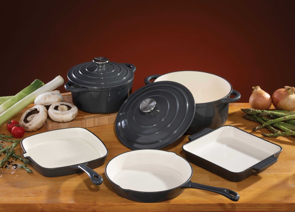 Enamelled 5 Piece Cast Iron Set