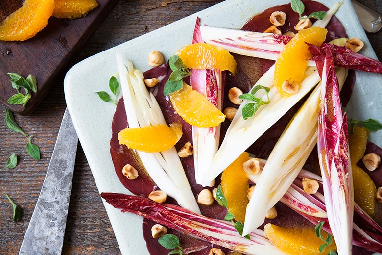 Bresaola, orange and endive salad