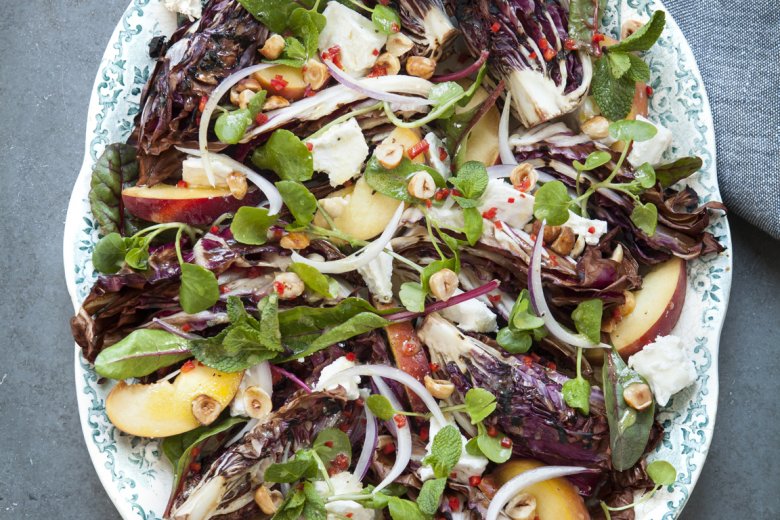 Goat's Cheese, Peach and Radicchio Salad