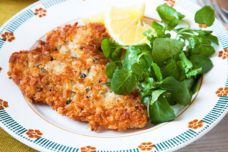 Lemon and thyme pork schnitzel