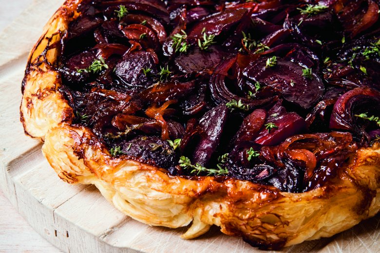 Red onion and beetroot tarte tatin