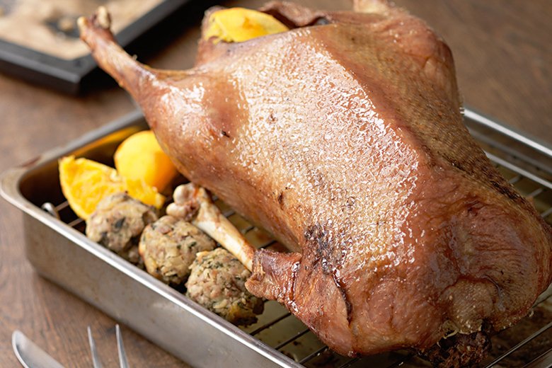 Roast goose with ginger and orange stuffing