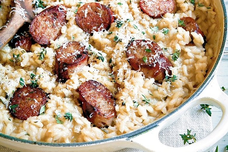 Sausage and white wine risotto