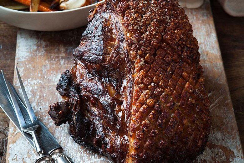 Slow-roast pork with root vegetables