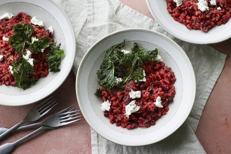 Beetroot and goats’ cheese risotto