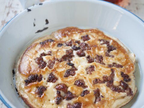 Savoury American Pancakes with Sausage - Recipes - Hairy Bikers