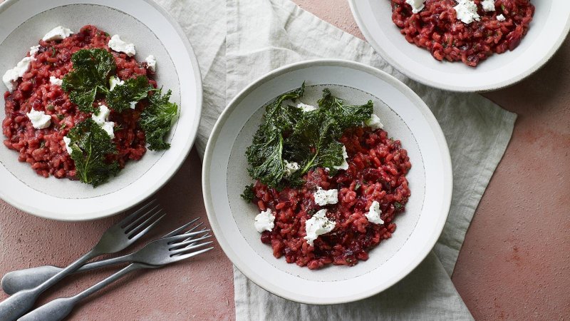 Beetroot and goats’ cheese risotto
