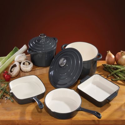 Enamelled 5 Piece Cast Iron Set